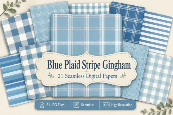 Blue Plaid Stripe Gingham Pattern Set: A Strategic Design Resource for Creatives and Entrepreneurs