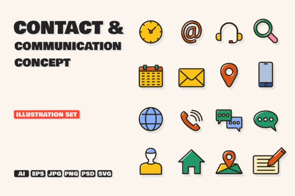 Contact Communication Icon Set: A Modern Design Solution