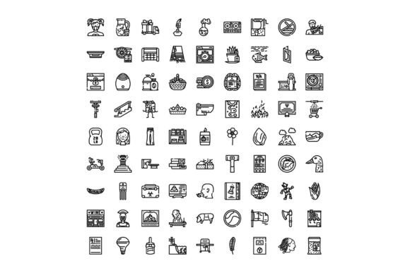 Diverse Line Art Icon Set Illustrating V: A Versatile Visual Resource