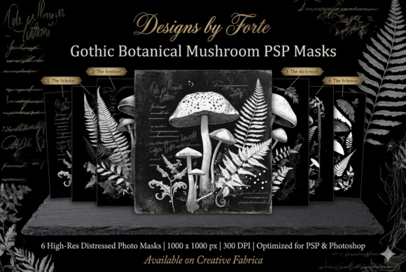 Gothic Botanical Mushroom PSP Masks: Create Moody Magic in Your Digital Art