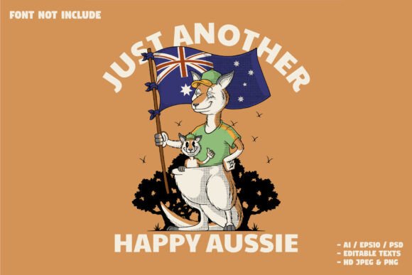 Happy Australian Kangaroo Mascot: Elevating Brand Identity with a Bold, Editable Logo Design
