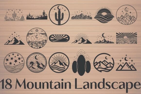 Mountain Landscape Icons: Timeless Designs for Creative Projects