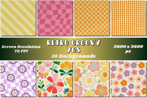 Retro Groovy 70s Floral Backgrounds