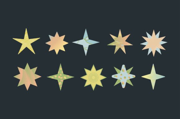 Retro Starburst and Sparkle Clipart