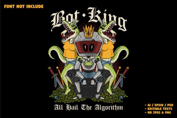 Robot King on Throne with Crocodile Girl: A Bold Mascot for Dynamic Branding