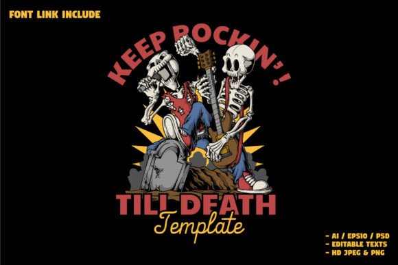 Rocking Skeleton Guitarist at Graveyard