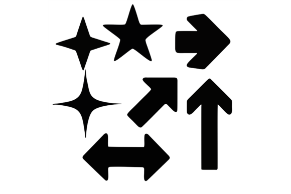 Unlock Retro Vibes with Sparkle Star Arrow Sign Y2K Silhouette