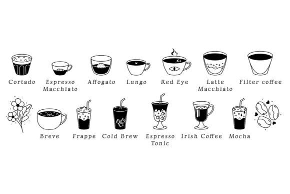 Various Coffee Types Black Icon Set: A Designer’s Guide to Modern Coffee-Themed Visuals